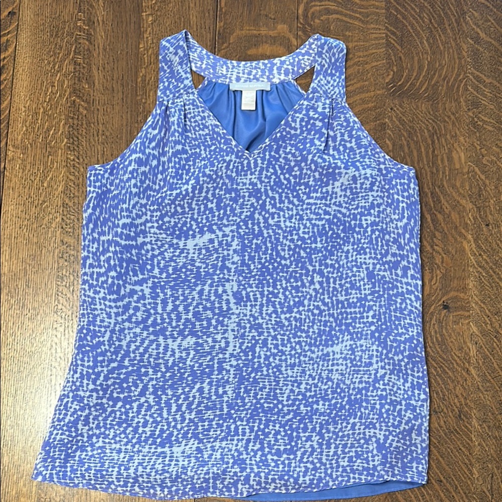 Banana Republic Blue and White Patterned Tank Top